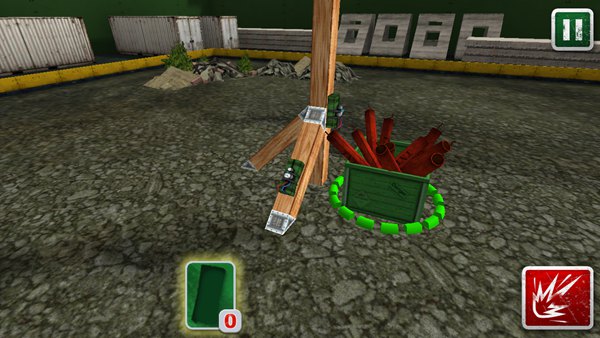 本作是一款图标画面都有点不怎么耐看、玩起来却非常有趣的物理益智游戏。游戏中玩家将扮演一名爆破大师在伦敦、巴黎、纽约与开罗城市中心进行各种爆破演习。游戏内的场景支持 360 度自由滑动，点击炸药图标并拖动，即可将爆炸物放置在模型的任何位置，再点右边的爆破按钮，即可让开炸。初玩那会儿，游戏会先用一些用木棍、铁棍、爆竹框、油桶等搭建的简单模型先让大伙儿熟悉爆破的流程。随着关卡推进，游戏会提出一些如爆破后物体弹射的高度及爆破不能碰到某些物品等要求。