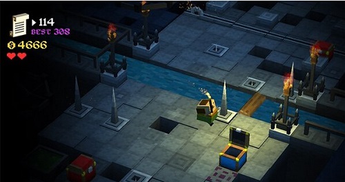 本作是一款以地牢为主题的冒险游戏,玩家需要收集拥有各种能量的战利品,捡拾金币,完成各种任务并解锁新地牢。像素风格和《天天过马路》十分相似,游戏的玩法也同样是沿途躲避各类障碍,走得越远越好。不过画面色彩的运用上,两者截然相反:一个呆萌清新一个黑暗阴森。