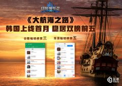  蓝港《大航海之路》韩国上线首月 稳居谷歌苹果 